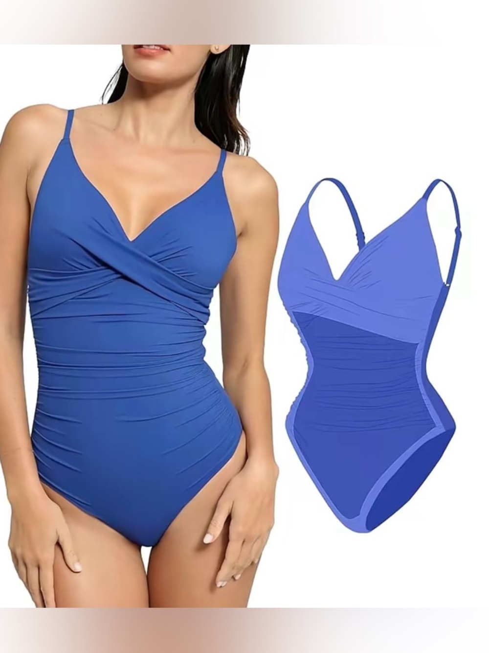 Popilush Womens Size XS TummyControl Ruched VNeck PaddedPushUp 1pc Swimsuit